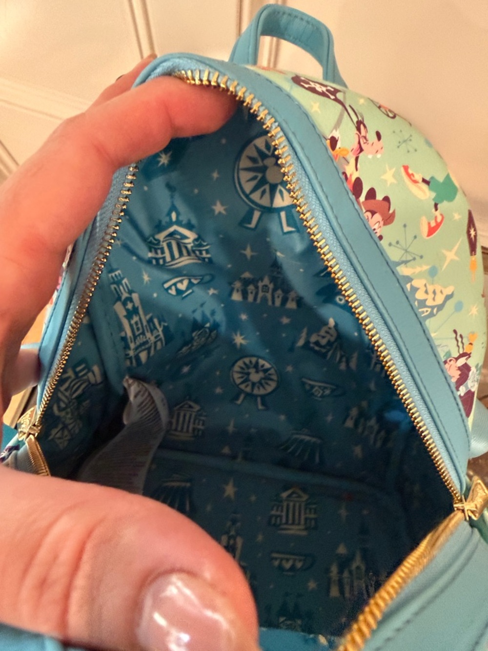 Loungefly “Play in the Parks” Mint Green Disney Parks Tea Cup Mini Backpack - Picture 5 of 6